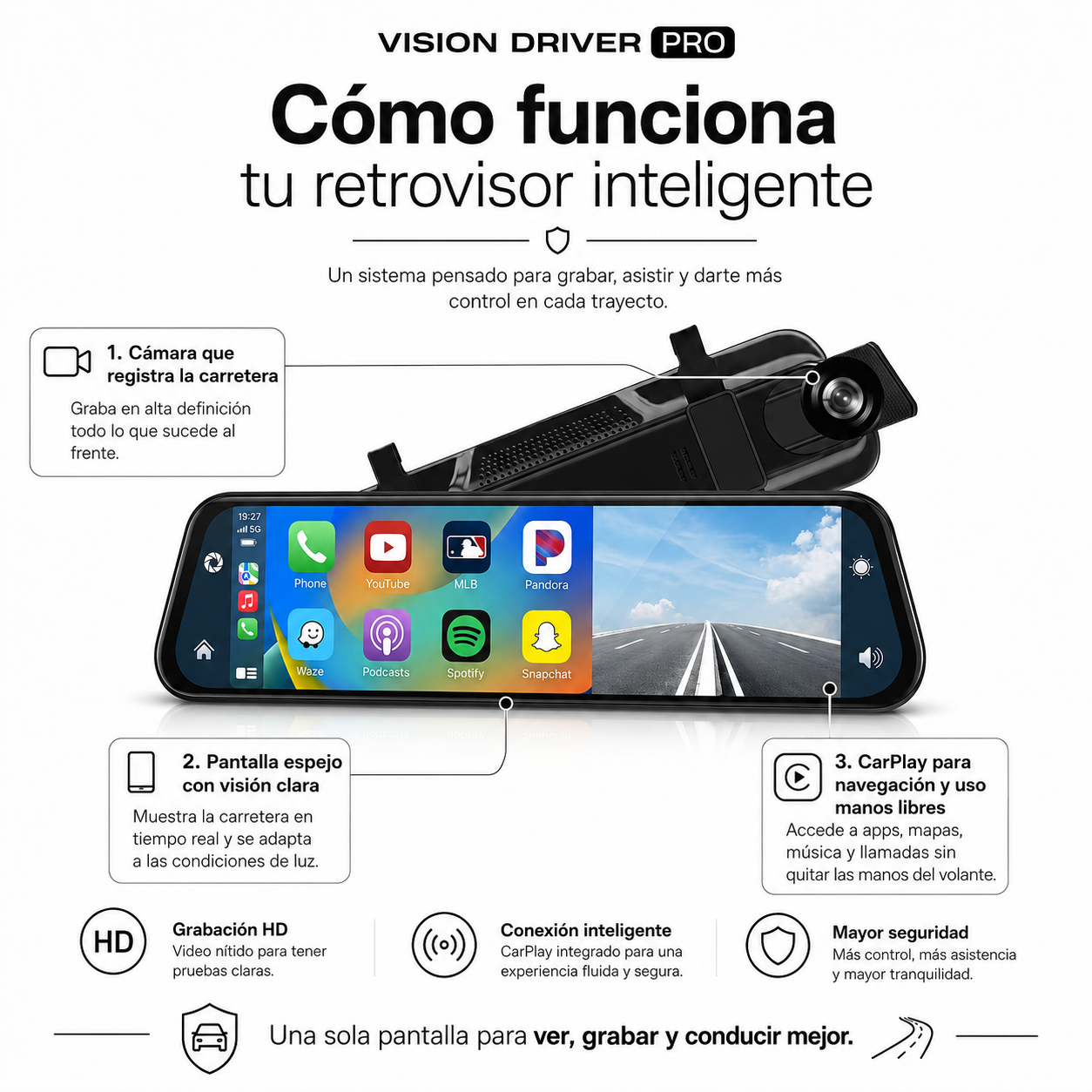 Espejo Inteligente 4K Carplay